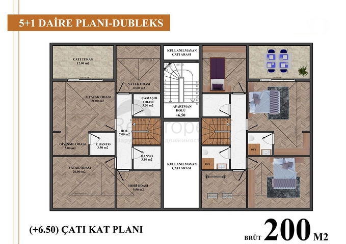 Квартира планировки 2+1 в районе Кемер - Анталия 
