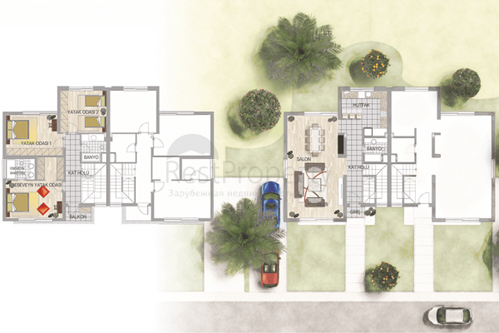 Комплекс вилл 3+1 в районе Дошемеальты Анталья