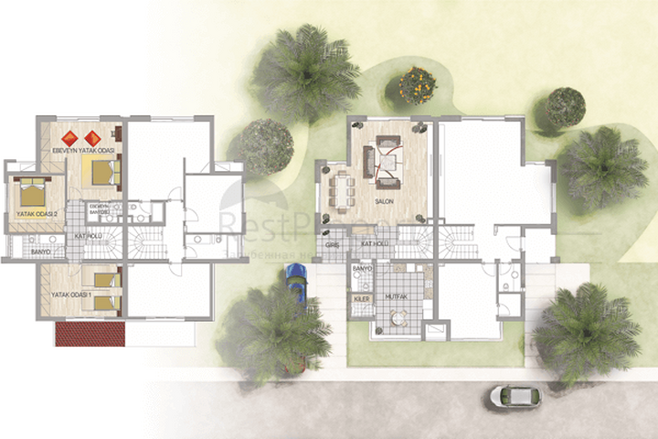 Комплекс вилл 3+1 в районе Дошемеальты Анталья