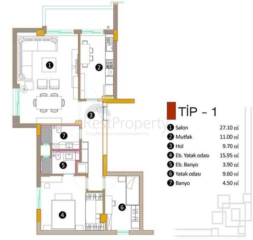 Качественный проект в районе Гебизли Муратпаша Анталья