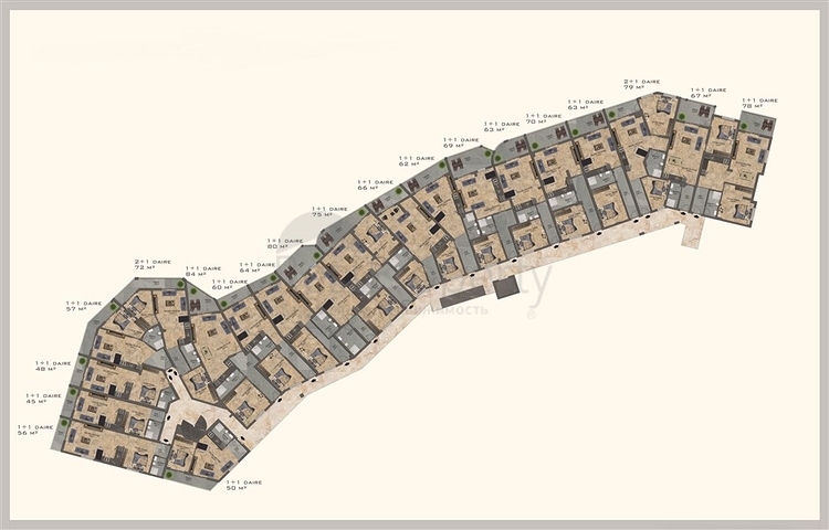 Квартиры в новом комплексе в районе Каргыджак