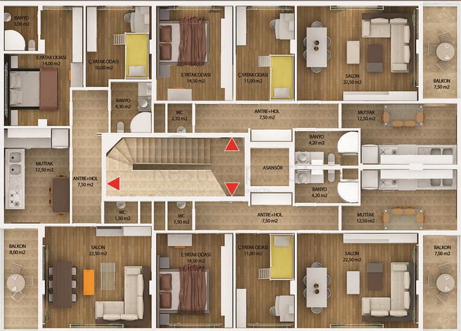 Квартиры на завершающей стадии строительства в Кепезе Анталии