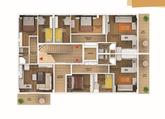 Квартиры на завершающей стадии строительства в Кепезе Анталии