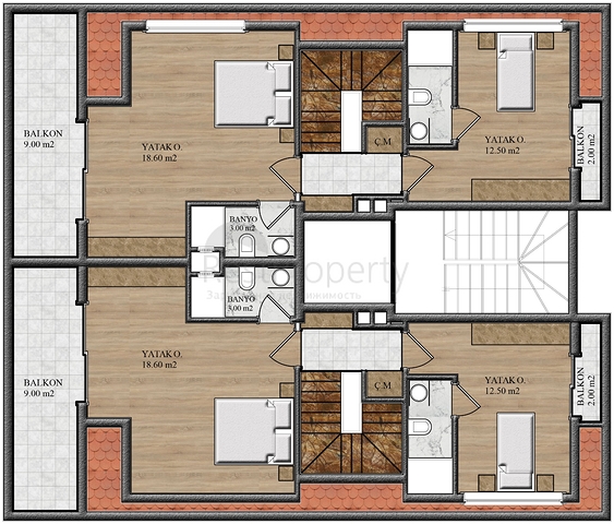 Квартира 2+1 скомплексе на берегу моря, в центре Алании