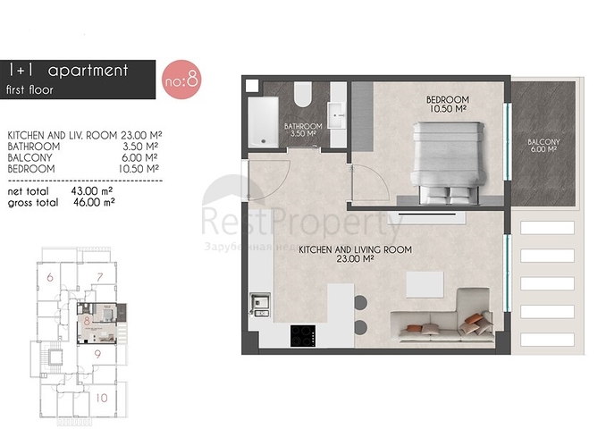 Квартиры планировок 2+1 в новом комплексе Кестеля