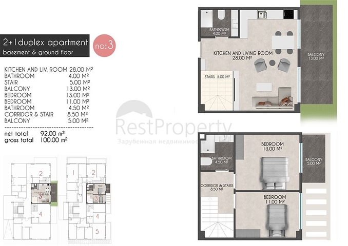 Квартиры планировок 2+1 в новом комплексе Кестеля