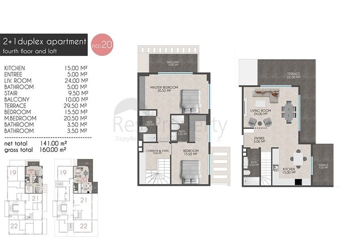 Квартиры планировок 2+1 в новом комплексе Кестеля