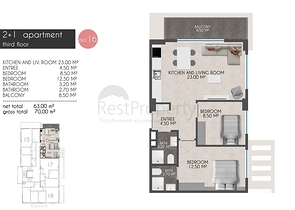 Квартиры планировок 2+1 в новом комплексе Кестеля