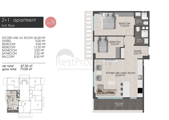Новый проект в районе Кестель всего в 100 метрах от моря