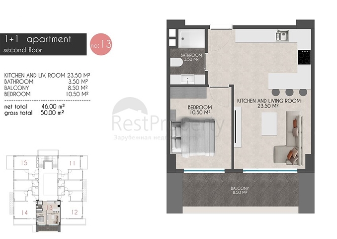 Новый проект в районе Кестель всего в 100 метрах от моря
