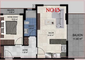 Меблированная двухкомнатная квартира в Авсалларе