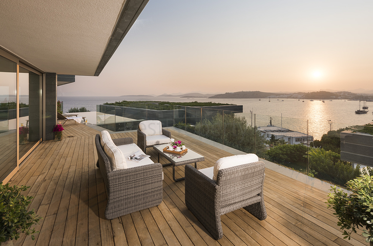 Виллы с видом на главный замок Бодрума и острова Кос и Караада