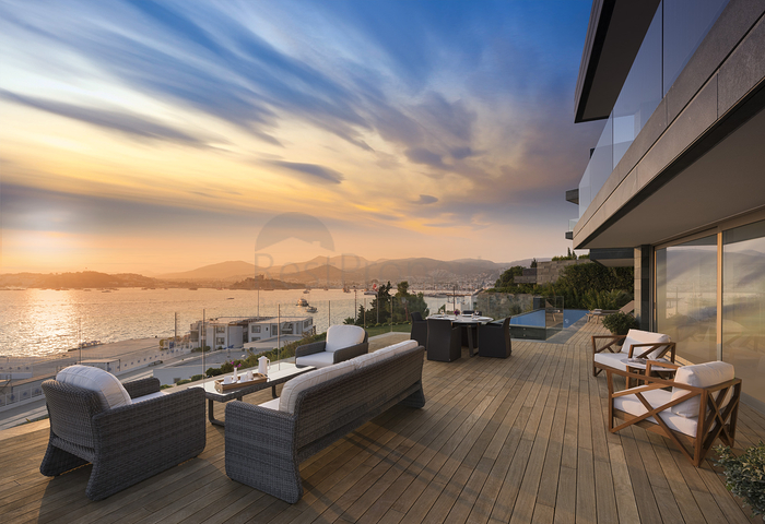 Виллы с видом на главный замок Бодрума и острова Кос и Караада