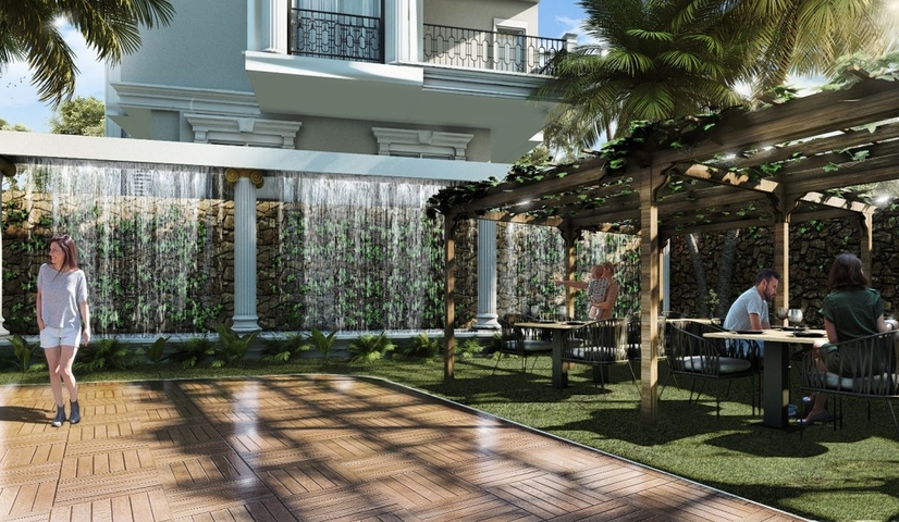 Новый жилой комплекс на стадии строительства в районе Оба