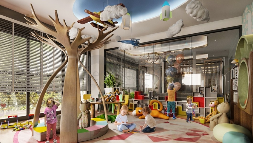 Новый жилой комплекс на стадии строительства в районе Оба