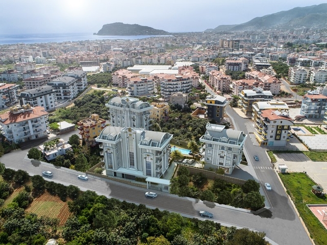 Новый жилой комплекс на стадии строительства в районе Оба