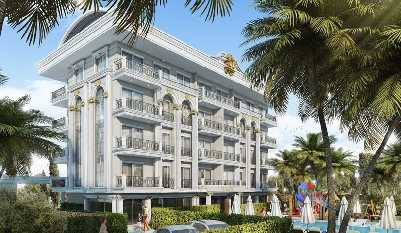 Новый жилой комплекс на стадии строительства в районе Оба