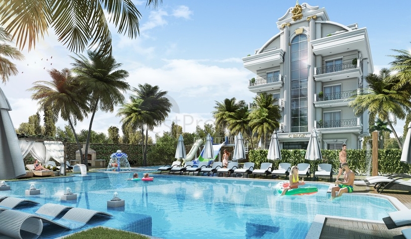 Новый жилой комплекс на стадии строительства в районе Оба