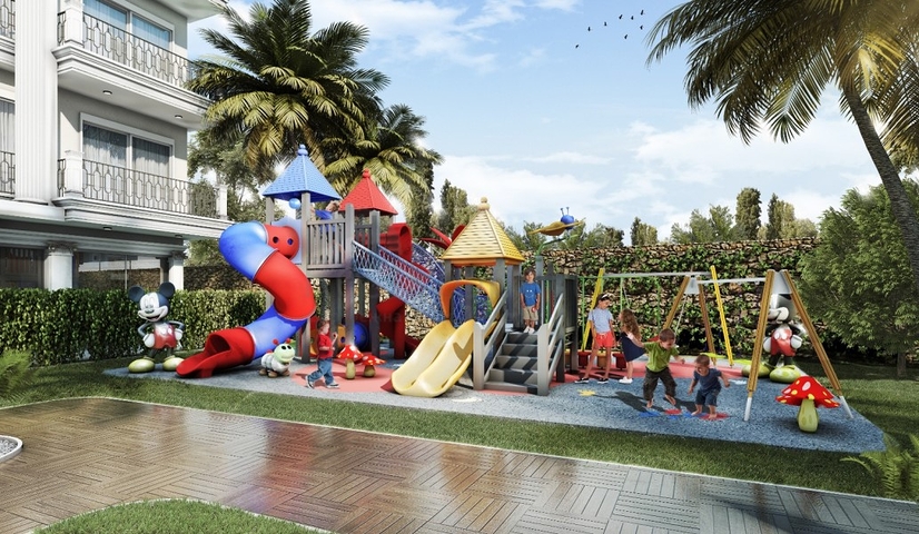 Новый жилой комплекс на стадии строительства в районе Оба