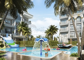 Новый жилой комплекс на стадии строительства в районе Оба