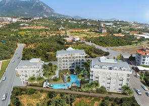 Новый жилой комплекс на стадии строительства в районе Оба