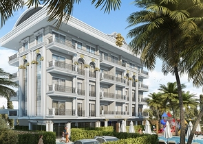 Новый жилой комплекс на стадии строительства в районе Оба