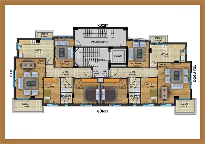Просторные пентхаусы 3+1 на продажу в центре Анталии