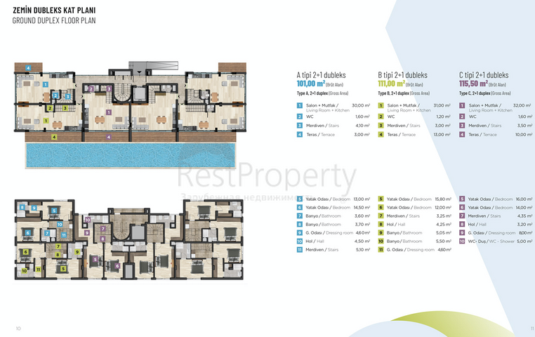 Таунхаусы 2+1 и 3+1  в районе Гюзельоба Лара