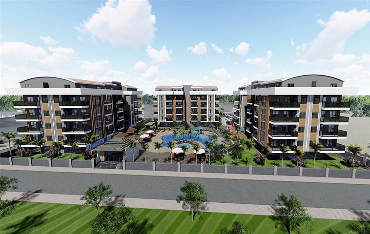 Строящийся жилой комплекс в европейском районе Оба