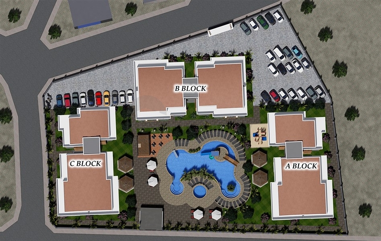 Строящийся жилой комплекс в европейском районе Оба