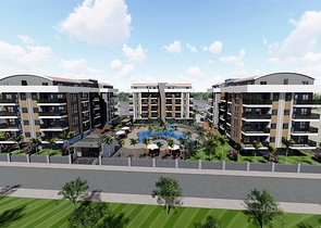 Строящийся жилой комплекс в европейском районе Оба