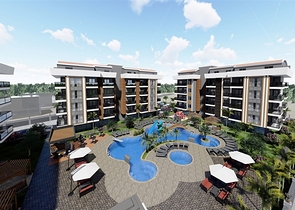 Строящийся жилой комплекс в европейском районе Оба