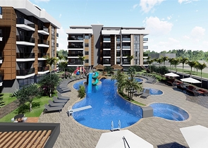 Строящийся жилой комплекс в европейском районе Оба