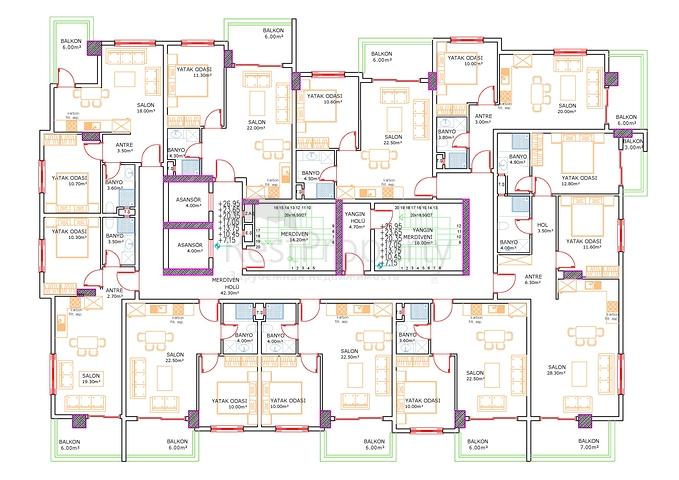 Комплекс на стадии строительства в центре района Махмутлар