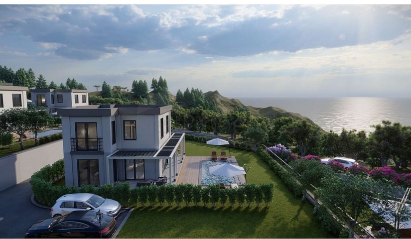 Бутик проект вилл на стадии строительства в районе Гюндоган 