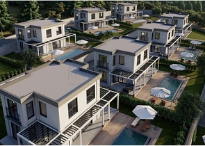 Бутик проект вилл на стадии строительства в районе Гюндоган 