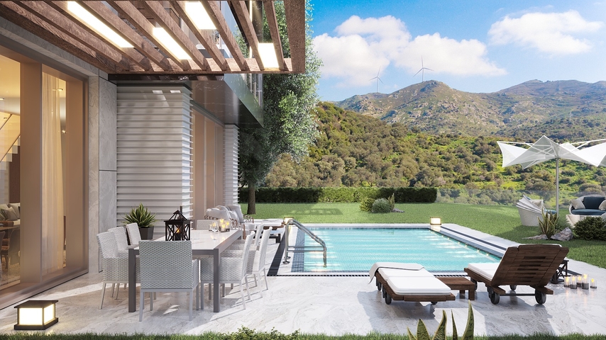 Роскошный проект вилл на стадии строительства в районе Ялыкавак 