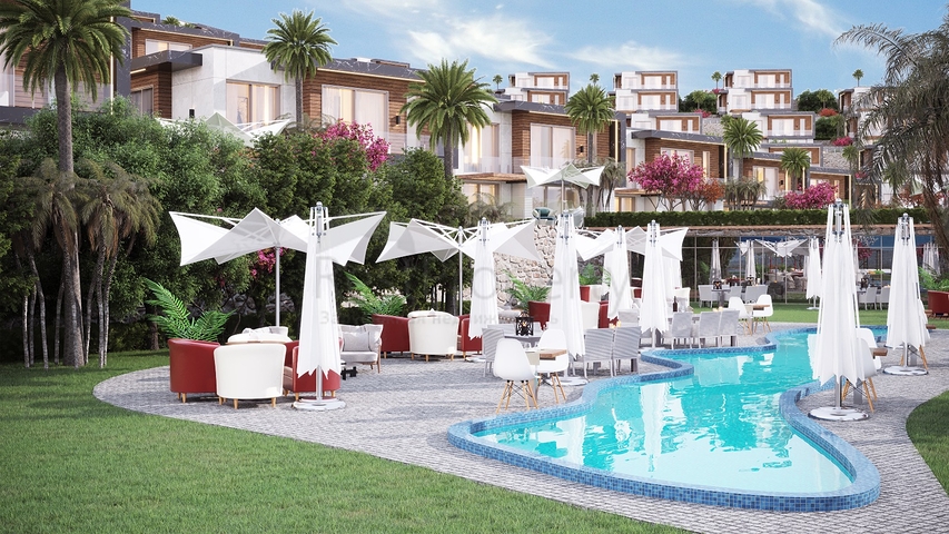 Роскошный проект вилл на стадии строительства в районе Ялыкавак 