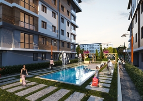 Инвестиционный проект семейной концепции с видом на озеро и море