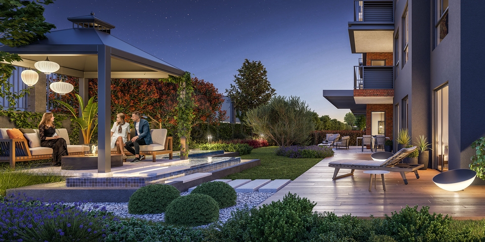 Проект в который входят частные террасы с садом