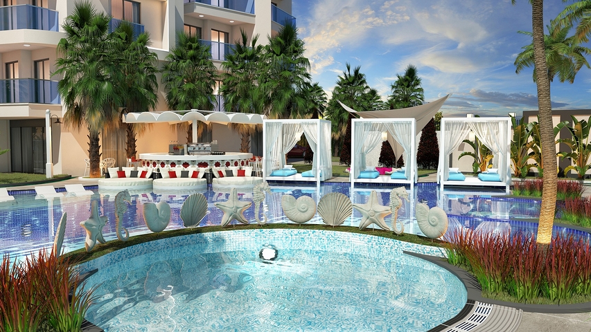 Апартаменты 1+1 в цeнтре Алании