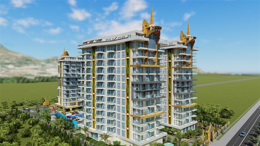 Квартира в шикарном комплексе на первой береговой линии в Махмутларе