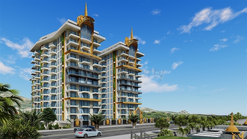 Квартира в шикарном комплексе на первой береговой линии в Махмутларе