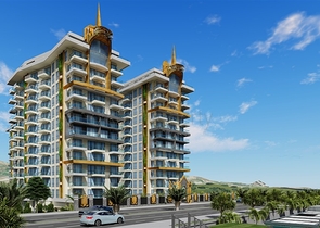 Квартира в шикарном комплексе на первой береговой линии в Махмутларе