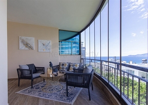 Садовый дуплекс 3+1 с видом на море в районе Каргыджак