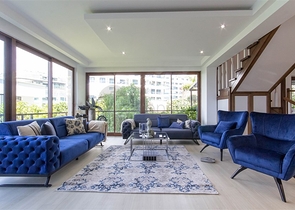 Садовый дуплекс 3+1 с видом на море в районе Каргыджак