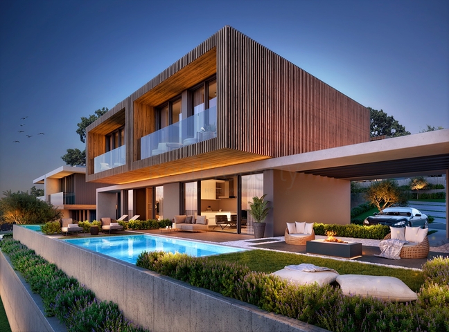 Виллы в современном стиле с видом на озеро.