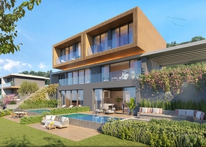 Виллы в современном стиле с видом на озеро.