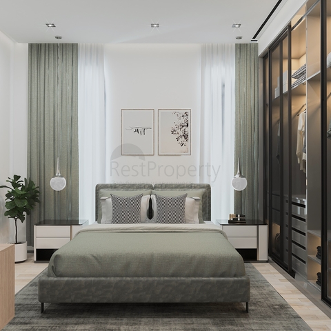 Идеальный комплекс апартаментов, окружённый пышной зеленью.