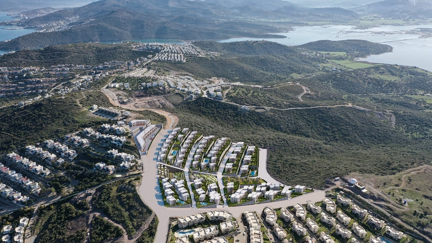 Идеальный комплекс апартаментов, окружённый пышной зеленью.